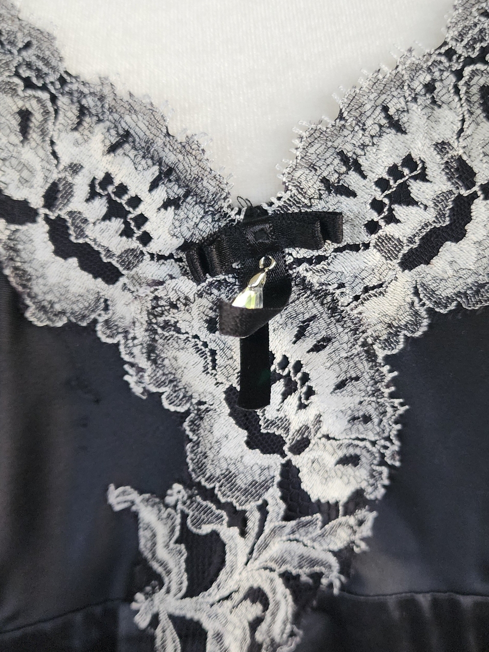 Soma Black Maxi Nightgown with White Lace Trim - Picture 8 of 9